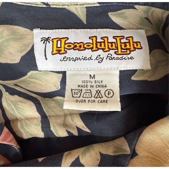 Honolulu Lulu 100% Silk Party Hawaiian Shirt Sz. M Short Sleeve Tropical - Picture 9 of 10